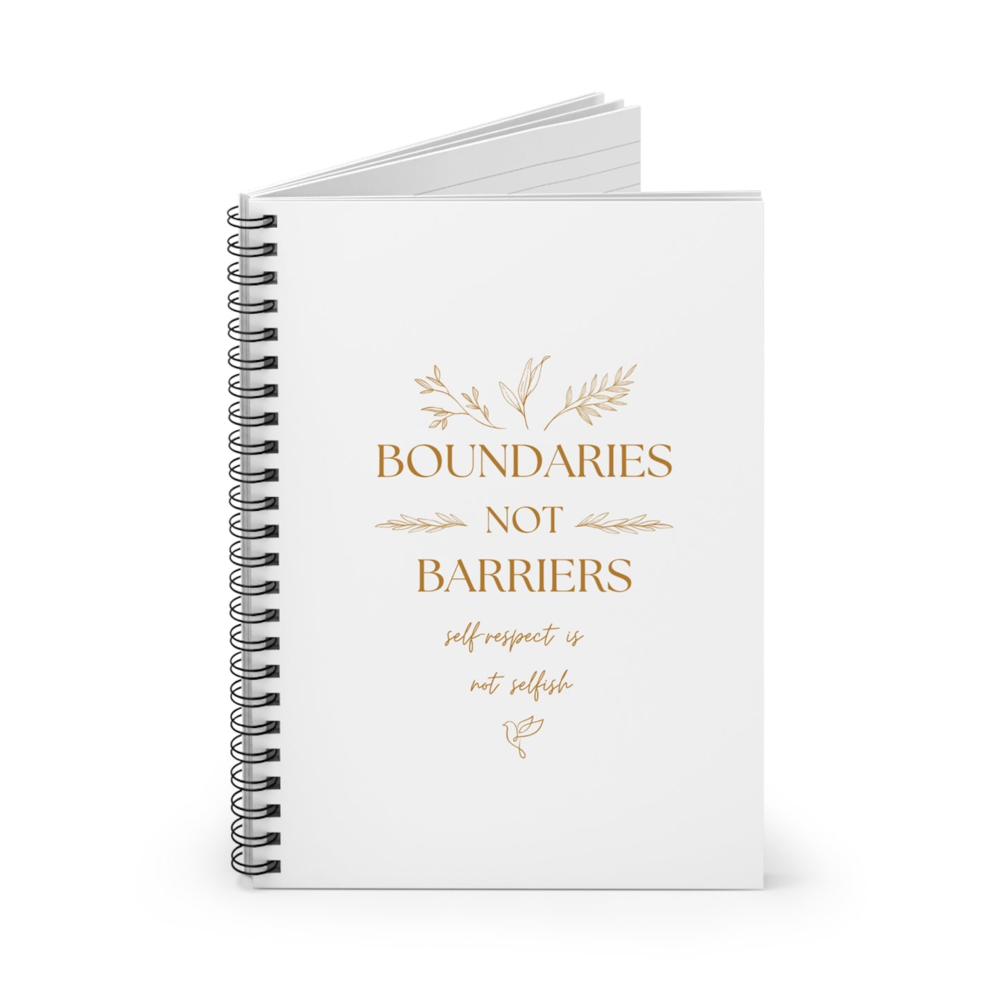 Inspirational Ruled Spiral Notebook - "Boundaries Not Barriers"